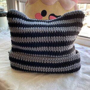 Handmade Crochet Cat Ears Beanie Pussycat Hat Halloween Cosplay Costume Hat Gift